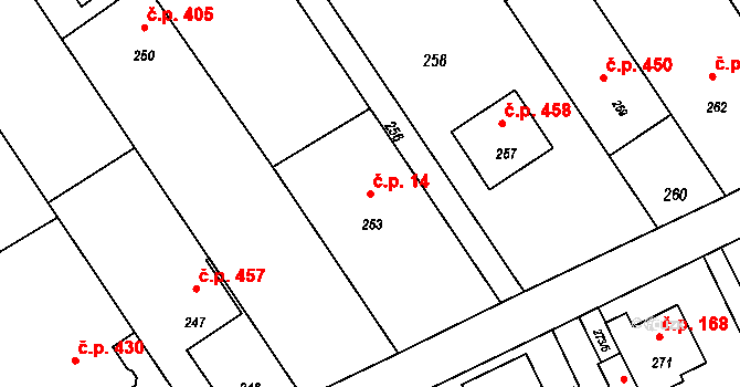 Suchdol nad Odrou 14 na parcele st. 253 v KÚ Suchdol nad Odrou, Katastrální mapa