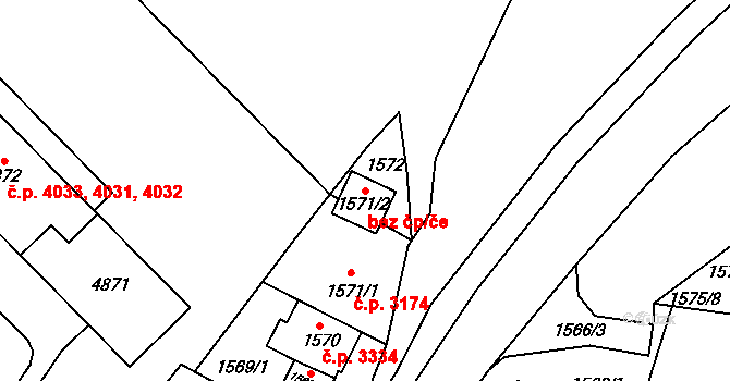 Chomutov 83257675 na parcele st. 1571/2 v KÚ Chomutov I, Katastrální mapa