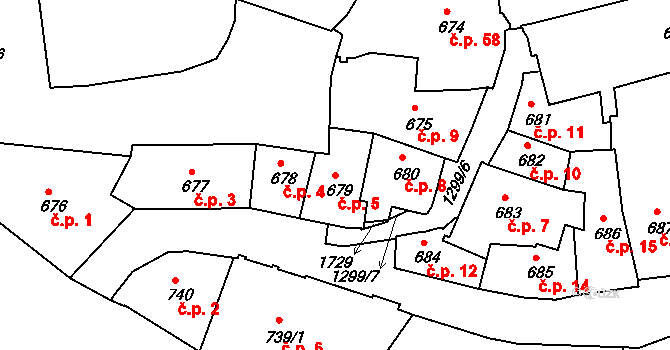 Latrán 5, Český Krumlov na parcele st. 679 v KÚ Český Krumlov, Katastrální mapa