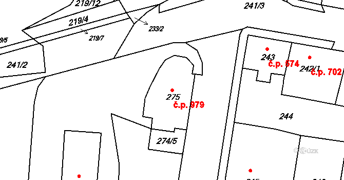 Vejprty 979 na parcele st. 275 v KÚ Vejprty, Katastrální mapa