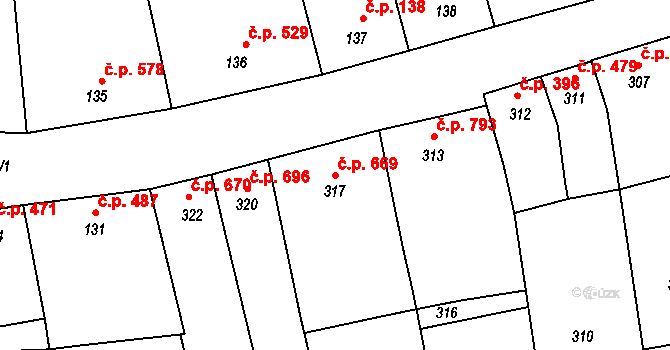 Velké Pavlovice 669 na parcele st. 317 v KÚ Velké Pavlovice, Katastrální mapa