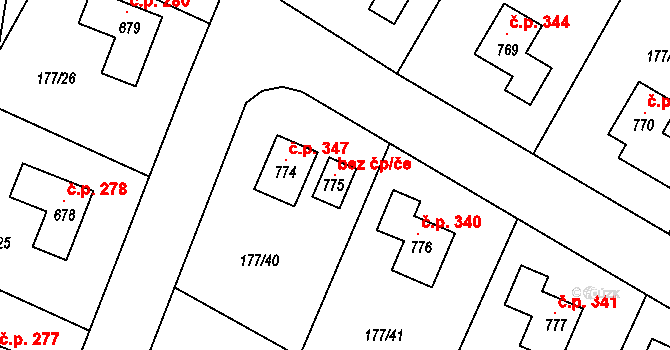 Říčany 103781676 na parcele st. 775 v KÚ Pacov u Říčan, Katastrální mapa