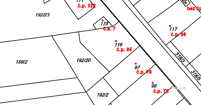 Buk 95 na parcele st. 116 v KÚ Buk, Katastrální mapa