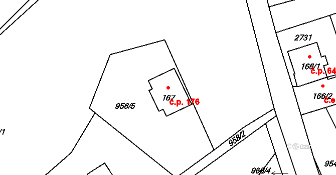 Lučany nad Nisou 176 na parcele st. 167 v KÚ Lučany nad Nisou, Katastrální mapa