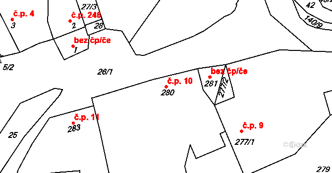 Švermov 10, Kladno na parcele st. 280 v KÚ Motyčín, Katastrální mapa
