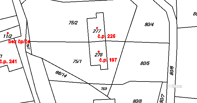Adolfovice 197, Bělá pod Pradědem na parcele st. 278 v KÚ Adolfovice, Katastrální mapa