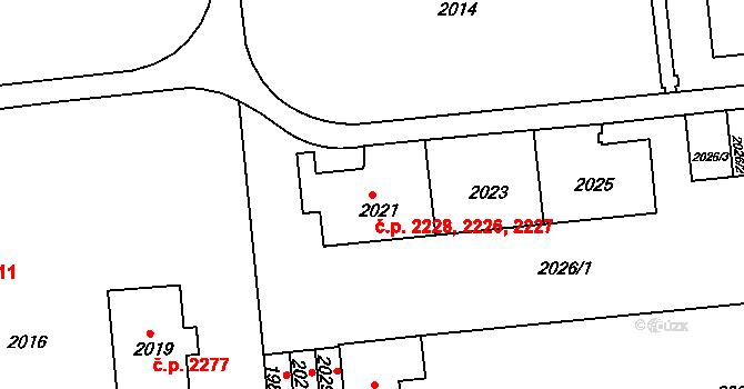 Ústí nad Labem-centrum 2226,2227,2228, Ústí nad Labem na parcele st. 2021 v KÚ Ústí nad Labem, Katastrální mapa