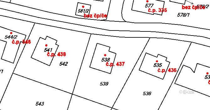 Miřetice u Klášterce nad Ohří 437, Klášterec nad Ohří na parcele st. 538 v KÚ Miřetice u Klášterce nad Ohří, Katastrální mapa