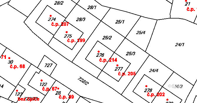 Týn 214, Třebíč na parcele st. 276 v KÚ Týn u Třebíče, Katastrální mapa