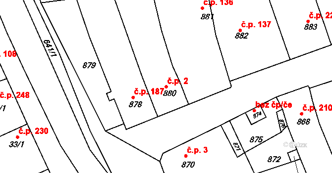 Charvátská Nová Ves 2, Břeclav na parcele st. 880 v KÚ Charvátská Nová Ves, Katastrální mapa