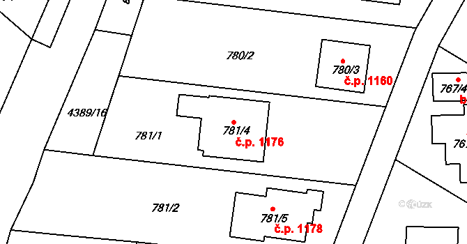 Frýdlant 1176, Frýdlant nad Ostravicí na parcele st. 781/4 v KÚ Frýdlant nad Ostravicí, Katastrální mapa