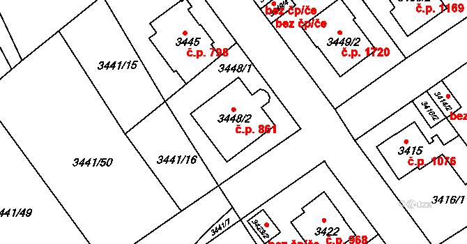 Modřany 861, Praha na parcele st. 3448/2 v KÚ Modřany, Katastrální mapa