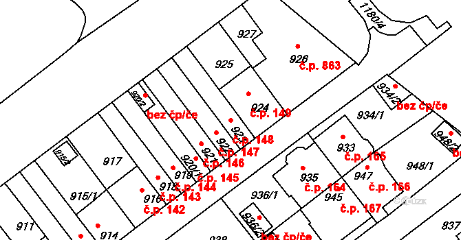Prosek 148, Praha na parcele st. 923 v KÚ Prosek, Katastrální mapa
