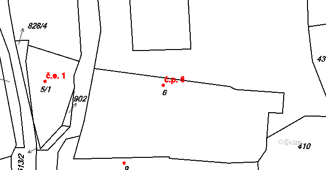 Skuhrov 6, Rožmitál pod Třemšínem na parcele st. 6 v KÚ Skuhrov pod Třemšínem, Katastrální mapa