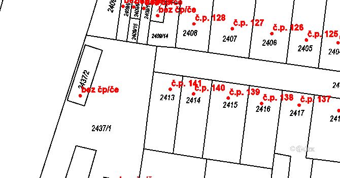 Příbram IV 141, Příbram na parcele st. 2413 v KÚ Příbram, Katastrální mapa
