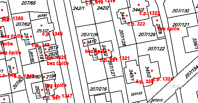 Sezimovo Ústí 321 na parcele st. 243/1 v KÚ Sezimovo Ústí, Katastrální mapa