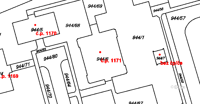 Šumbark 1171, Havířov na parcele st. 944/6 v KÚ Šumbark, Katastrální mapa