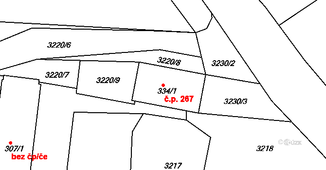 Chornice 267 na parcele st. 334/1 v KÚ Chornice, Katastrální mapa