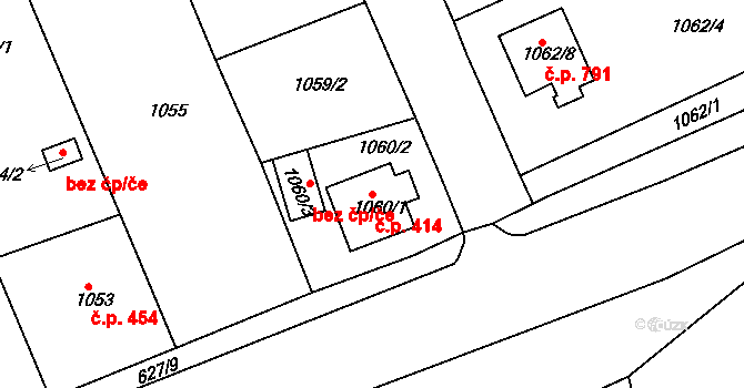 Kluč 414, Habartov na parcele st. 1060/1 v KÚ Habartov, Katastrální mapa
