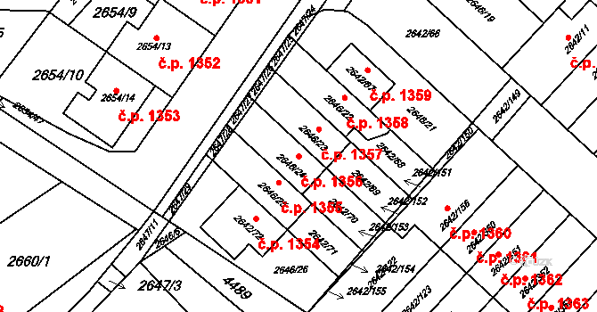 Kuřim 1356 na parcele st. 2646/24 v KÚ Kuřim, Katastrální mapa