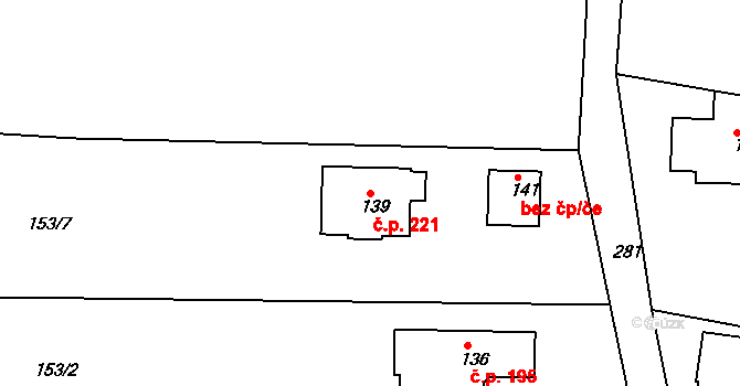 Starobucké Debrné 221, Nemojov na parcele st. 139 v KÚ Starobucké Debrné, Katastrální mapa