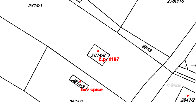 Jablunkov 1197 na parcele st. 2814/8 v KÚ Jablunkov, Katastrální mapa
