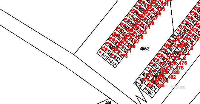 Rybitví 174 na parcele st. 611 v KÚ Rybitví, Katastrální mapa