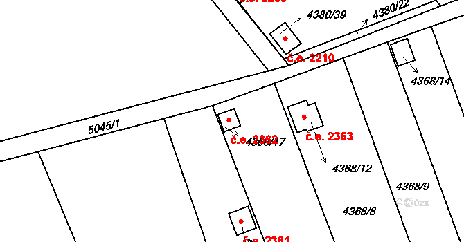 Louny 2362 na parcele st. 4368/17 v KÚ Louny, Katastrální mapa