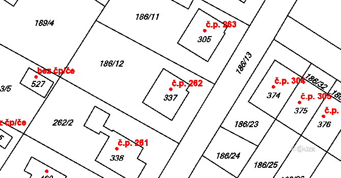 Sedlec 262, Sedlec-Prčice na parcele st. 337 v KÚ Sedlec u Votic, Katastrální mapa