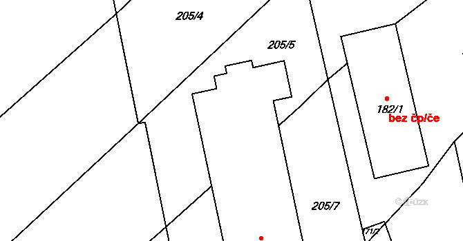 Řetechov 70, Luhačovice na parcele st. 170/1 v KÚ Řetechov, Katastrální mapa