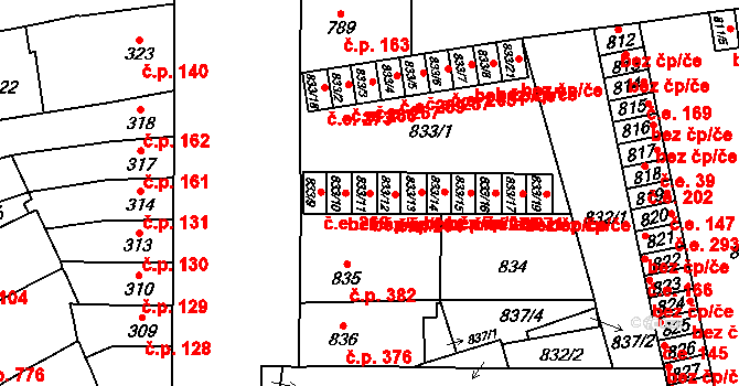 Brno 39491676 na parcele st. 833/11 v KÚ Horní Heršpice, Katastrální mapa