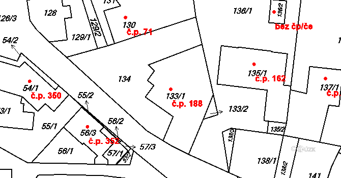 Lípa 188 na parcele st. 133/1 v KÚ Lípa nad Dřevnicí, Katastrální mapa