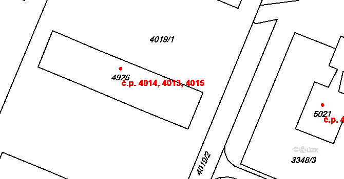 Zlín 4013,4014,4015 na parcele st. 4926 v KÚ Zlín, Katastrální mapa