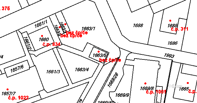 Ústí nad Labem 44715676 na parcele st. 1663/5 v KÚ Klíše, Katastrální mapa