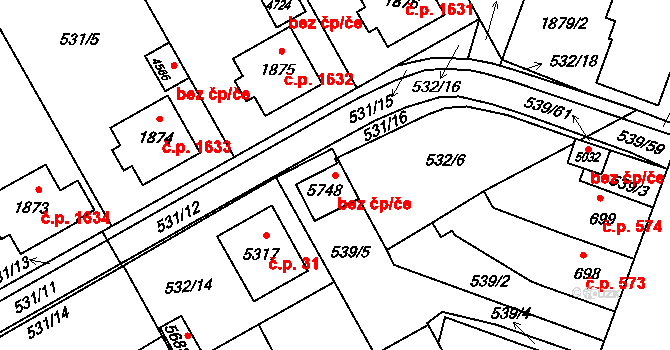 Šumperk 44993676 na parcele st. 5748 v KÚ Šumperk, Katastrální mapa