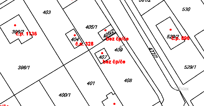 Dobřichovice 45716676 na parcele st. 407 v KÚ Dobřichovice, Katastrální mapa