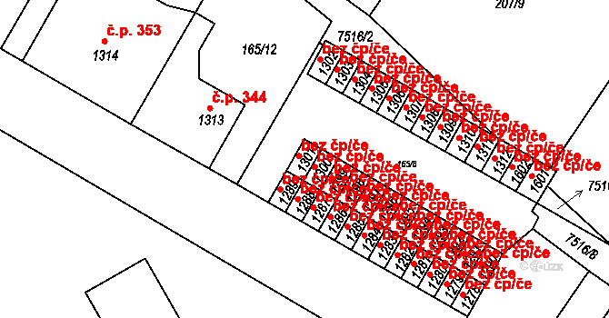Telč 45826676 na parcele st. 1301 v KÚ Telč, Katastrální mapa