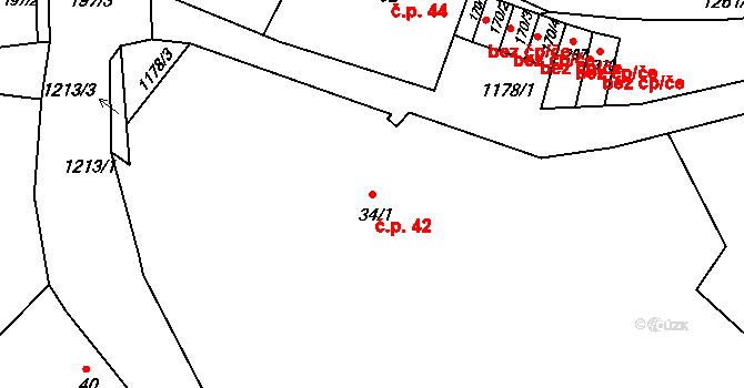 Horní Kamenice 42, Česká Kamenice na parcele st. 34/1 v KÚ Horní Kamenice, Katastrální mapa