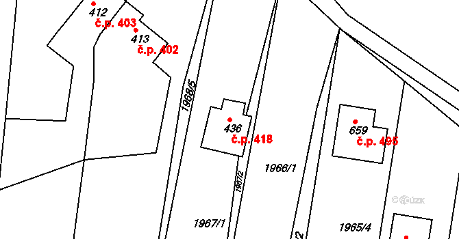 Svitávka 418 na parcele st. 436 v KÚ Svitávka, Katastrální mapa