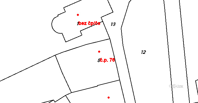 Bernartice nad Odrou 76 na parcele st. 5 v KÚ Bernartice nad Odrou, Katastrální mapa