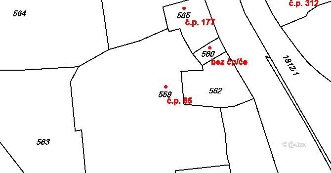 Hodslavice 65 na parcele st. 559/1 v KÚ Hodslavice, Katastrální mapa