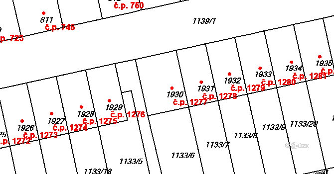 Humpolec 1277 na parcele st. 1930 v KÚ Humpolec, Katastrální mapa