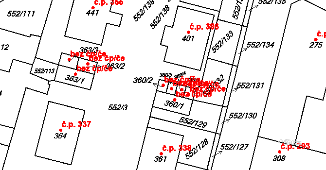 Líbeznice 92054676 na parcele st. 360/2 v KÚ Líbeznice, Katastrální mapa