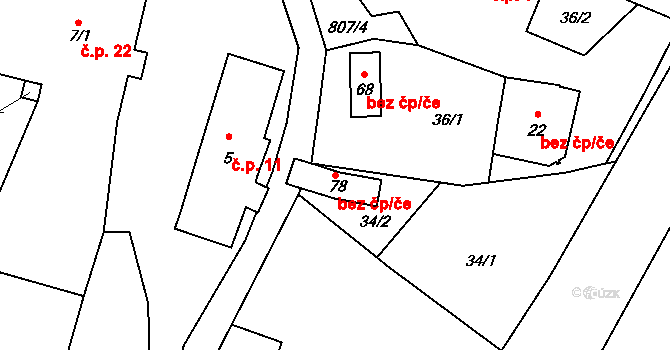 Kolinec 93281676 na parcele st. 78 v KÚ Ujčín, Katastrální mapa