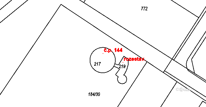 Štěpánovice 144, Klatovy na parcele st. 217 v KÚ Štěpánovice u Klatov, Katastrální mapa