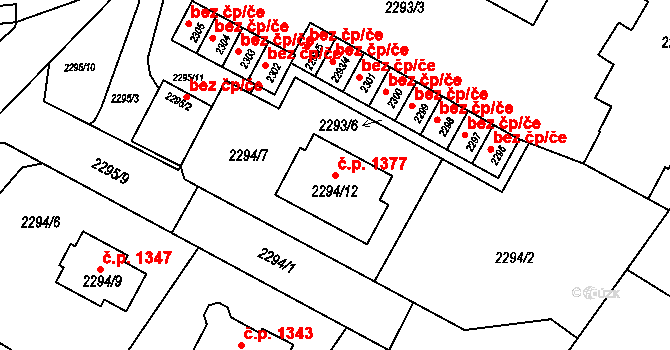 Rýmařov 1377 na parcele st. 2294/12 v KÚ Rýmařov, Katastrální mapa