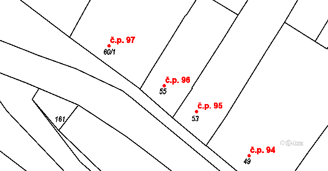 Čehovice 96 na parcele st. 55 v KÚ Čehovice, Katastrální mapa