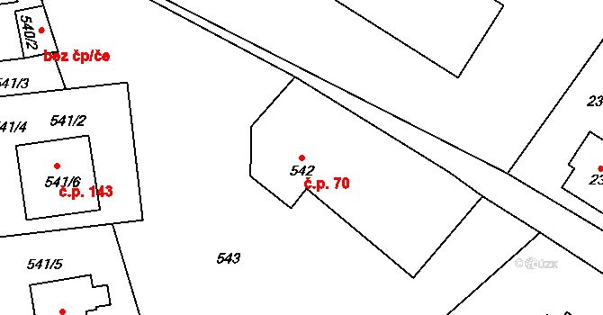 Haratice 70, Plavy na parcele st. 542 v KÚ Haratice, Katastrální mapa