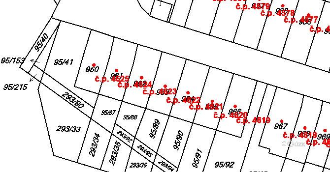 Jihlava 4622 na parcele st. 963 v KÚ Bedřichov u Jihlavy, Katastrální mapa