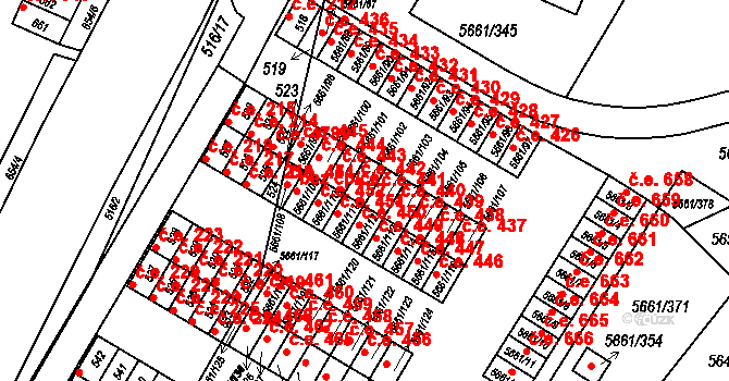 Jihlava 442 na parcele st. 5661/102 v KÚ Jihlava, Katastrální mapa